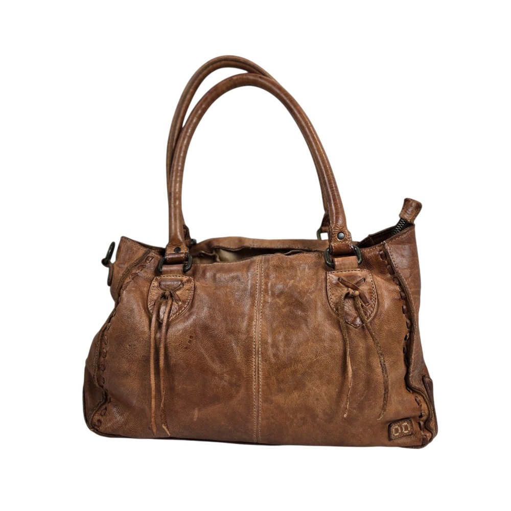 BED STU Rockababy Leather Satchel Bag Tan Dip Dye No Crossbody Strap 14X9X4 NICE